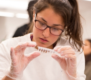 Biology student in the lab